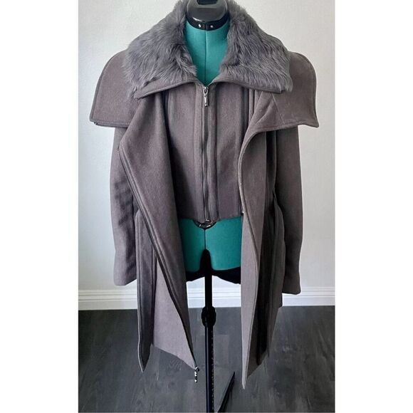 BCBG Victoria Pea Coat Removable Lambskin Hood Jacket - Picture 2 of 10